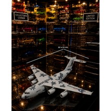 Oyuncak Sahili Boeing C17 Transport Aircraft Uçak Yakıt Kargo Nakliye Uçağı 22X21CM Metal Koleksiyon Model Işık Ses Efektli