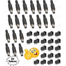 Fano (20TAKIM)3 Pin Dc Güç Konektörü Pcb Dayanağı Dişi Fiş Jakı + 10 Adet 5.5mm x 2.1mm