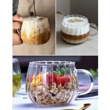 Hvc Ticaret 2 Adet Latte Fincanı Sıcak Soğuk Kahve Bardağı Pipetli 400 ml