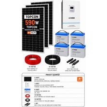 Lexron 3X590W Topcon Bifacial Güneş Enerjisi Paketi | 4.2 Kva Mppt Inverter | 4X105AH Jel Akü | Off Grid Solar Sistem