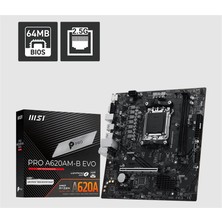 Solmazlar Online Msı Pro A620AM-B Evo Ddr5 6800MT/S 1xhdmı 1xvga 1xm.2 USB Matx Am5 (Amd Am5 9000/8000/7000 Seri Ile Uyumlu)