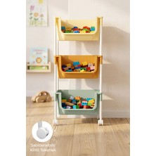Kitchen Life 3 Katlı Oyuncak Toplama Rafı Banyo Düzenleyici Mutfak Rafı Sepet Sebzelik