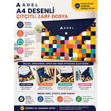 Marka Adel A4 Desenli Çıtçıtlı Zarf Dosya-Lacivert