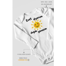 Morivo Kids Evet Diyorum Doğdu Güneşim Uzun Kollu Bebek Body %100 Pamuk