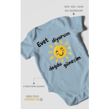 Morivo Kids Evet Diyorum Doğdu Güneşim Kısa Kollu Bebek Body %100 Pamuk