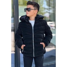 Pina Kids Erkek Çocuk Siyah Içi Kürklü Çıkarılabilir Kapüşonlu  Nova Kışlık Mont KM4014