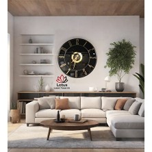 Nomikase Altın Renkli Aynalı Pleksi Modern Duvar Saati, 70X70 cm