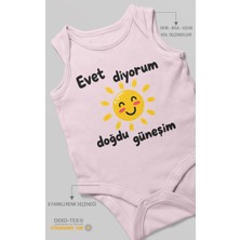 Morivo Kids Evet Diyorum Doğdu Güneşim Sıfır Kollu Bebek Zıbını %100 Pamuk