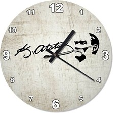 Nomikase Atatürk Imza Detaylı 30CM Çap Duvar Saati - Modern ve Şık Tasarım