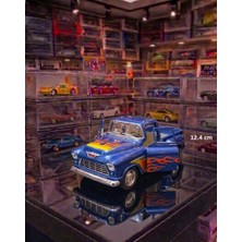 Oyuncak Sahili Chevy 1955 Stepside Pickup Jip Kinsmart 12CM Koleksiyon Kamyonet Dıecast Metal Çekbırak Araba Mavi Orjnal Kamyon