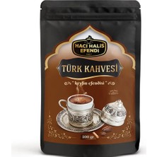 Hacı Halis Efendi Protokol Türk Kahvesi 200 gr Az Kavrulmuş Yumuşak Içim Sarı Köpüklü Türk Kahvesi