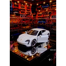 Oyuncak Sahili Porsche Taycan Turbo S Kasa 1.36 Diecast 11.5 cm Orjinal 2022 Metal Araba Pullback Kapıları Açılır Metalic White