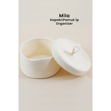 Marrien Mila Pamuk İp Organizer Ekru 22x12 Mutfak, Banyo & Dolap İçi Düzenleyici