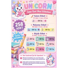 Ceres Studio Okul Etiketi Kalem Defter Isimli Etiket Isim Yazılabilen Unicorn Temalı - 258 Adet Özel Yeni Tasarım