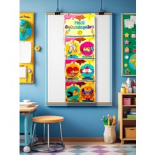 Kozalak Tasarım Hadi Selamlaşalım Afişi Okul ve Sınıflar Için Pvc Kaplı 4 Parça Afiş 30*90 cm