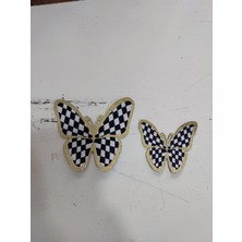 Lolipophobi Damalı Kelebek Kurdele Setler, Hobi, Dama Desen, Kapı Süsü, Fiyonk