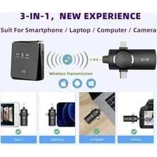Shoplet Type-C iphone ile Uyumlu Çiftli Kablosuz Yaka Mikrofonu 3in1 Kamera Pc Android Ios Uyumlu