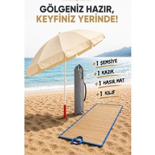 Düvenci Toptan Kazık + Plaj Şemsiyesi  + Kılıf + Hasır Mat, Gölgenin Keyfini Çıkart