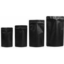 Shoplet Alüminyum Doypack Yeniden Kullanılabilir Folyo Poşetler, Fermuarlı, Koku Geçirmez, Ayakta Durabilen, Gıda Saklama, 50'li Paket (Siyah, 13 x 22 Cm)