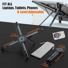 Shoplet Masa Için Dizüstü Bilgisayar Standı, Ayarlanabilir Alüminyum Alaşım Manyetik Katlanabilir Telefon Standı, 8 Kademeli Yüksekliği Ayarlanabilir Dizüstü Bilgisayar Standı, Telefon, Tablet ve