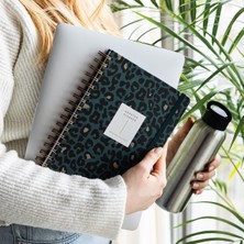 Shoplet Spiralli Süresiz Planlayıcı Ajanda Yeşil Leopar - 15X21