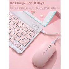 Shoplet Mk-4 Kablosuz Ergonomik Apple-Android-Windows Manyetik Tablet Kılıf Uyumlu Klavye Mouse Kiti(Türkçe Q Klavye) (Pembe)