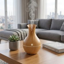 Shoplet Ultrasonik Hava Nemlendirici ve Aroma Difüzörü, Ahşap Görünümlü, 15 cm Yükseklik, 10 cm Genişlik