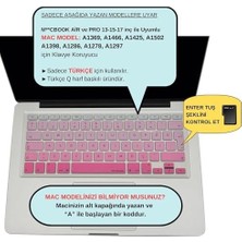 MacBook Silikon Klavye Kaplama Koruyucu Kılıf Macbook Air Pro Eski USB Li Model 2008/2017 Uyumlu Türkçe Q Renkli Baskı Silikon Pembe