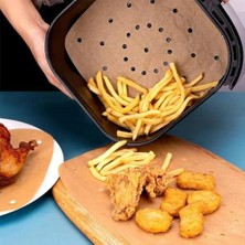 Shoplet Jouis Air Fryer Pişirme Kağıdı Tek Kullanımlık Hava Fritöz Yağ Geçirmez Yapışmaz Gıda Pişirme Kağıdı Delikli Kare Model 100 Adet