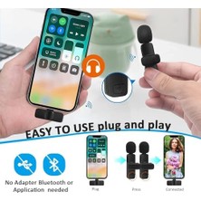 Shoplet Infomax 2’li Kablosuz Yaka Mikrofonu iPhone Uyumlu | Tak Çalıştır | Lightning Alıcılı | Gürültü Azaltma | Video Çekim & Canlı Yayın Için