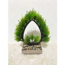 Yapay Bonsai Çam Ağacı Geometrik Kalp Tasarım, Mini Dikdörtgen Saksıda Taş Dolgulu Dekoratif Yapay Bitki, Ev, Ofis, Çalışma Masası Için Estetik Modern Masaüstü Süsü