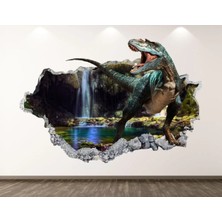 Kanvassepetinet T-Rex Dinozorlar Full Hd Baskı 3D Modern Duvar Sticker Seti