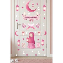 Kanvassepetinet Pembe Ramazan Süsleme Seti - Çocuk Odası Kapı ve Duvar Stickerı - Hoşgeldin Ya Şehr-I Ramazan
