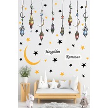 Kanvassepetinet Hoşgeldin Ramazan Sticker Ramazan Süsü Cam Duvar Dekorasyon Sticker Seti