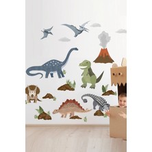 Kanvassepetinet Çizgisel Dinozorlar Devri Çocuk Odası Duvar Sticker Seti