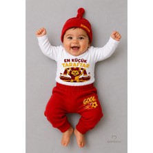 Babyden's %100 Pamuk Sarı Kırmızı En Küçük Taraftar 3'lü Yenidoğan Bebek Takımı Uzun Kollu Body Pantolon Şapka Seti Unisex 0-9 Ay