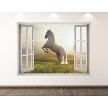 Kanvassepetinet Mustag Vahşi Atlar Full Hd Baskı 3D Pencere Modern Duvar Sticker