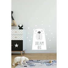 Kanvassepetinet Yıldızlar ve Büyük Beyaz Ayıcık Duvar Sticker Seti