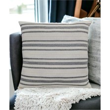 Buldan Dokuma Bohem TASARIM%100 Pamuklu 45X45CM Kırlent Kılıfı Krem Bej-Siyah