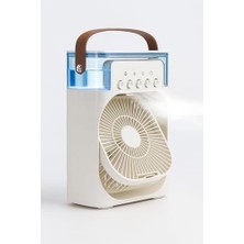 Şarjlı Soğutmalı Vantilatör - Beyaz - 7 Renk LED Işıklı Mini Hava Soğutucu, Buharlı Nemlendirici, Parfüm Hazneli, Zaman Ayarlı, Taşınabilir USB Fan (Ev & Ofis Için)