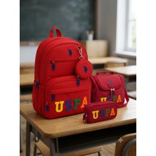 U.S. Polo Assn. Okul Sırt Çantası Beslenme Çantası Kalemlik 3'lü Set 26176-179-182