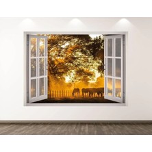 Kanvassepetinet Mustag Vahşi Atlar Full Hd Baskı 3D Pencere Modern Duvar Sticker