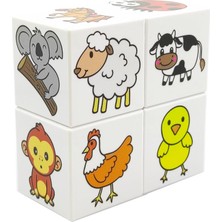 Shoplet Ece'nin Mini Hayvanat Bahçesi, 24 Sevimli Hayvan Figürü - 1 Yaş Oyuncak - Bebek Oyuncakları - 4 Manyetik Küp/blok