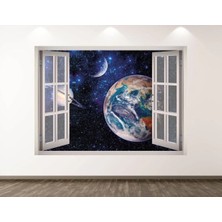 Kanvassepetinet Gezegenler Full Hd Baskı 3D Pencere Modern Duvar Sticker