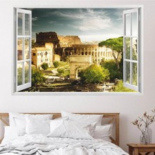 Kanvassepetinet Pencereden Şehir Manzaraları Full Hd Baskı 3D Modern Duvar Sticker