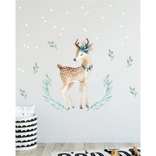 Kanvassepetinet Sulu Boya Tarz Geyik Temalı Duvar Seti Renkli Sticker