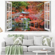 Kanvassepetinet Pencereden Şehir Manzaraları Full Hd Baskı 3D Modern Duvar Sticker