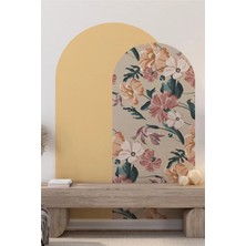 Kanvassepetinet Kendiliğinden Yapışkanlı Kumaş Kanvas Dokulu Duvar Kağıdı Çiçek Desen Çift Bohem Oval Duvar Sticker