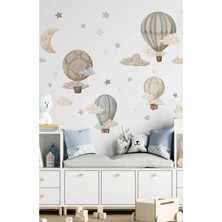Kanvassepetinet Retro Balonlar Bulutlar Çocuk Odası Duvar Sticker Seti