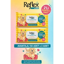 Reflex Care Evcil Hayvanlar Için Çok Amaçlı Hijyenik Temizleme Havlusu 50Lİ Nergis Çiçeği Kokulu 2li Avatajlı Paket